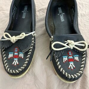Minnetonka Blue Leather Moccasins